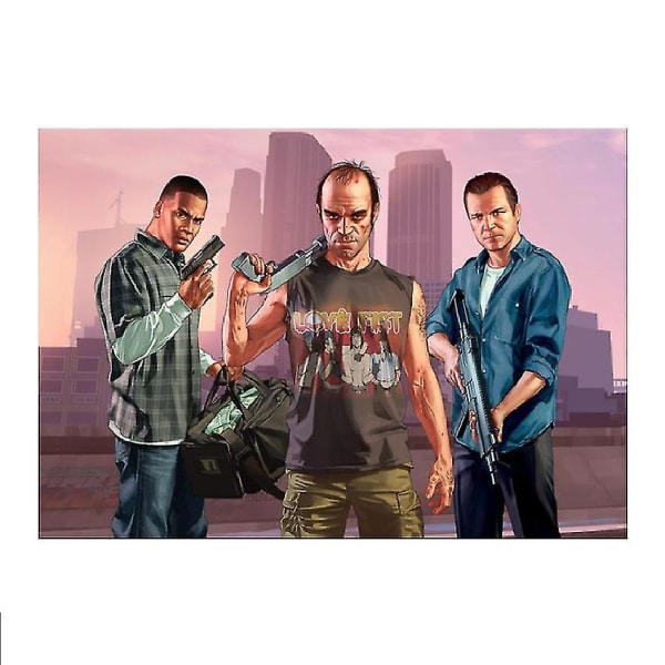 Ingen ram Grand Theft Auto 5 Game Poster Canvas Väggkonsttryck Målning Heminredning 60x80cm Style 10