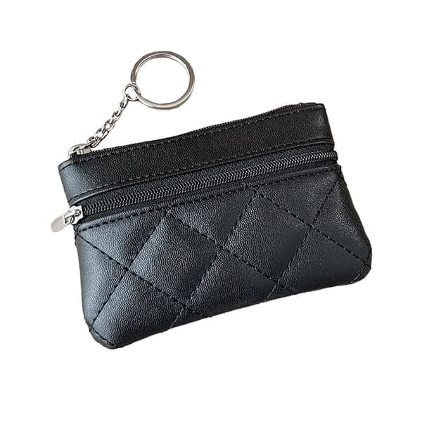 {NT} Slim Leather Wallet with Double Compartments - Black