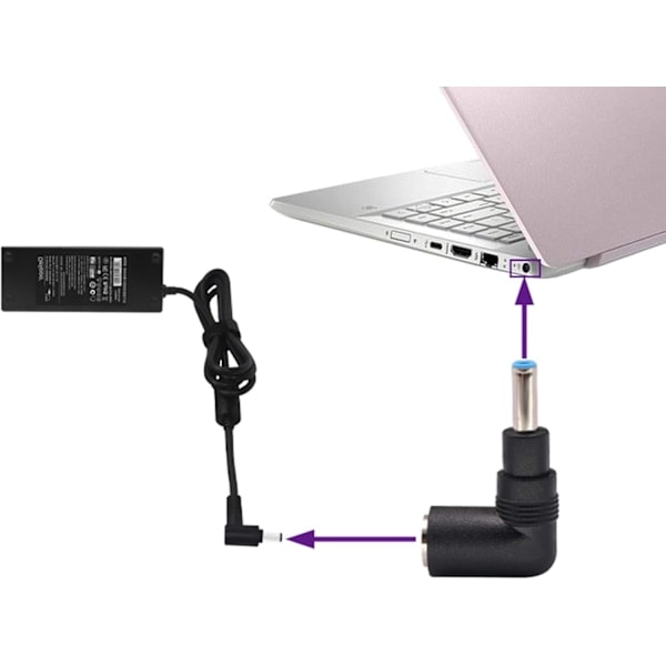 [NT] 90 Graders Laptop Strömadapter 90 Graders DC 7.4mm x 5.0mm Hona till 4.5mm x 3.0mm Hane Strömomvandlare för Notebook Adapter Ersättning (2-pack)