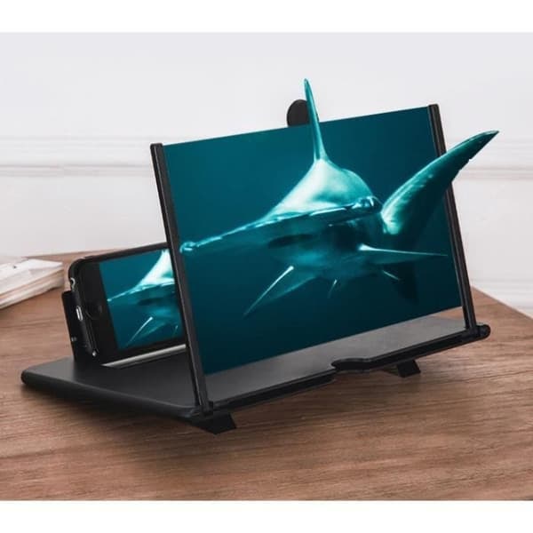Smartphone skærmforstørrer, 3D-skærmforstørrer, foldbart Aocle-stativ, 12 tommer HD stor skærm (sort)_NN