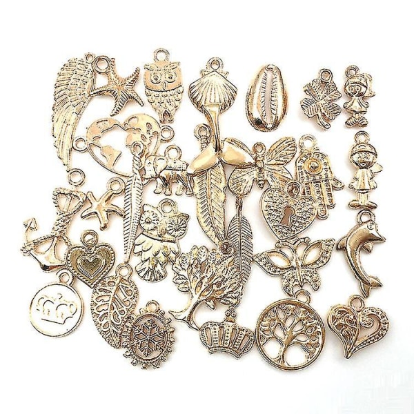 50 st Hantverkstillbehör Blandade antika guldberlocker Hängen för smyckesfynd Att göra tillbehör för gör-det-själv armband halsband