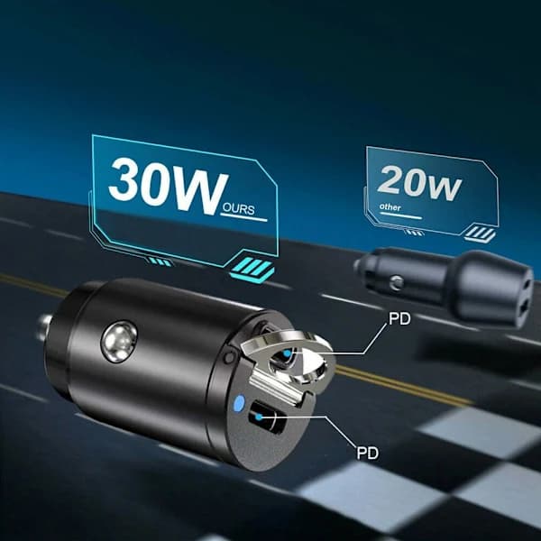 Stealth Biladapter Telefon PD Oplader PD+QC