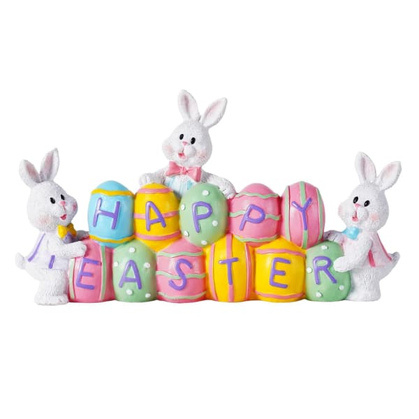 Easter Bunnies Holding Eggs, Resin Easter Bunny Figurines, Desktop Decorations, Suitable for Spring Decoration Easter Home Office