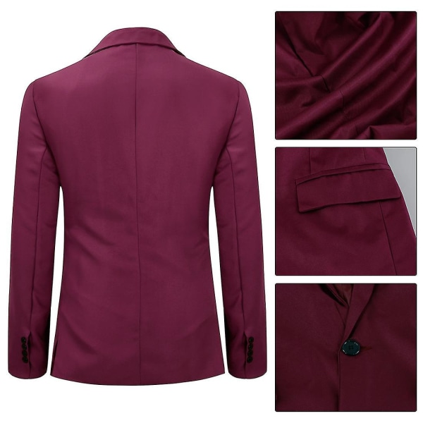 Herr Business Casual Klassisk Naggslag Dubbel Split Pure Color Enknapps kostymjacka 11 färger 3XL Burgy