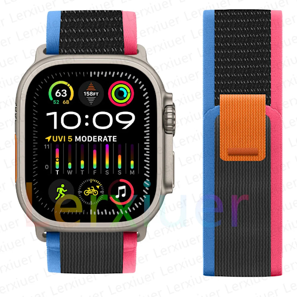 Trail Loop-armband för Apple Watch Ultra 2, 49 mm, 44 mm, 45 mm, 40 mm, 41 mm, 38 mm, 42 mm, 45 44 mm armband iWatch serie 8 9 7 6 5 3 se, djupt blått rött/NC/ 42 44 45 49mm deep blue red