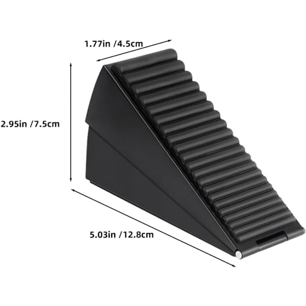 2 Dørstoppere - Gummidørkile, Dørstopper i Rustfrit Stål - 13*7.5*4.5 cm - Sort
