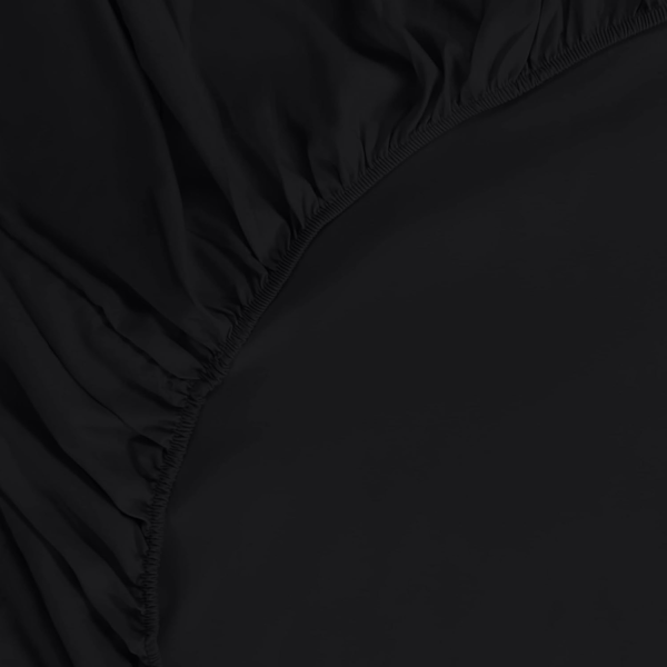 [NT] Sengetøj - Fitted Sheet - Sort, 140 x 200 cm - 35 cm Dyb Lomme til Tyk Madras - Børstet Mikrofiber Polyester