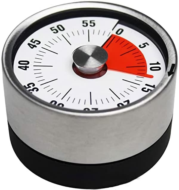 Mekanisk timer – rustfrit stål, køkken/lærer kontor, påmindelse (hvid)