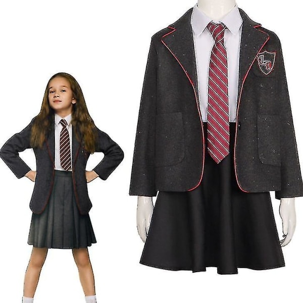 Matilda Cosplay-kostym för flickor, skolflickans klänning uniform kostym kjol slips outfit 130cm