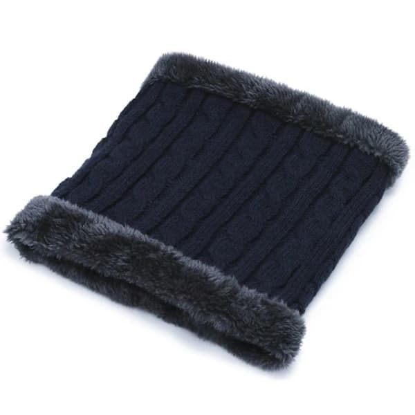 Stickad halsduk tjock krage NAVY marinblå