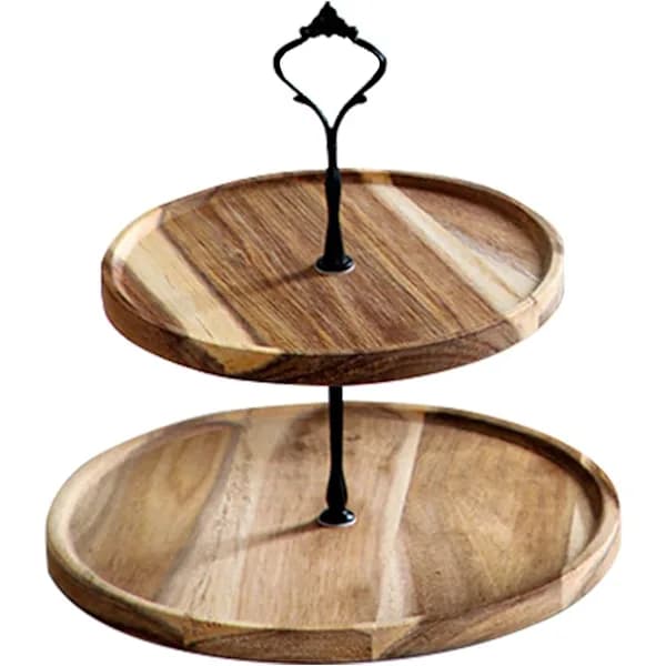 Cupcake Stativ, 2-lags Cupcake Stativ Træserveringsbakke Cupcake Til