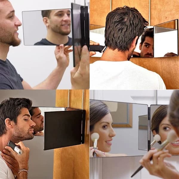 360° Foldbart Makeupspejl med Ophæng - 3-Foldet Hængespejl