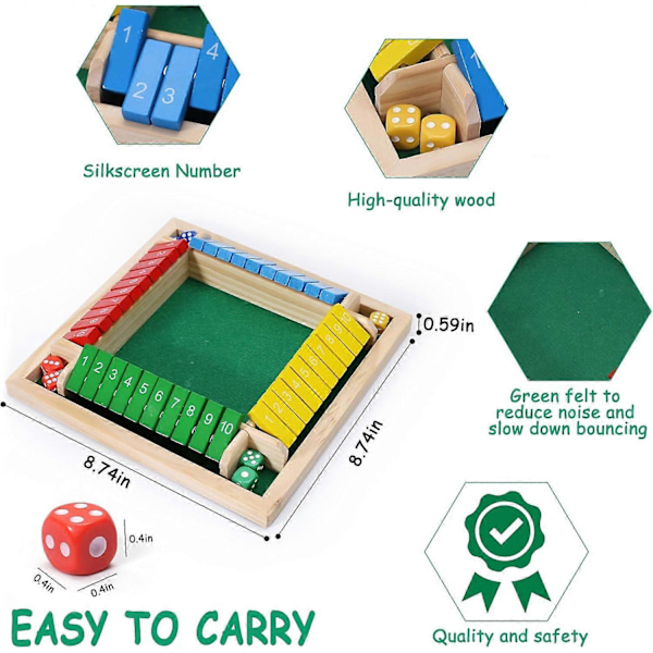 Trespill Shut The Box - Klassisk Terningspill & Puslespill for Familier og Fester