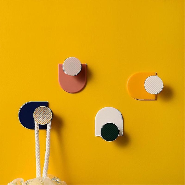 4 Pcs Strong Non-Marking Plug Sticky Hooks Wall Mounted Clothes Hat Key Storage Hook