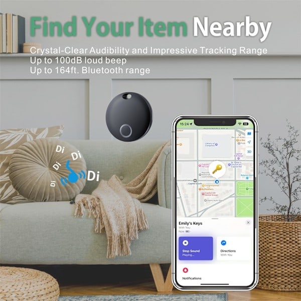 [NT] Matkatavaroiden paikannin, yhteensopiva Apple Find My -sovelluksen kanssa (vain iOS), avainten, matkatavaroiden, matkalaukkujen, lompakon etsijä, IP67 vedenpitävä, 2 kpl