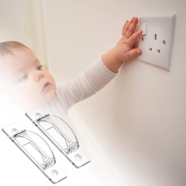 Bryterbeskyttelse - 2 stykker - Manipulasjonssikker lampe - Bryterbeskyttelse - Vippebryter - Forhindrer utilsiktet bruk
