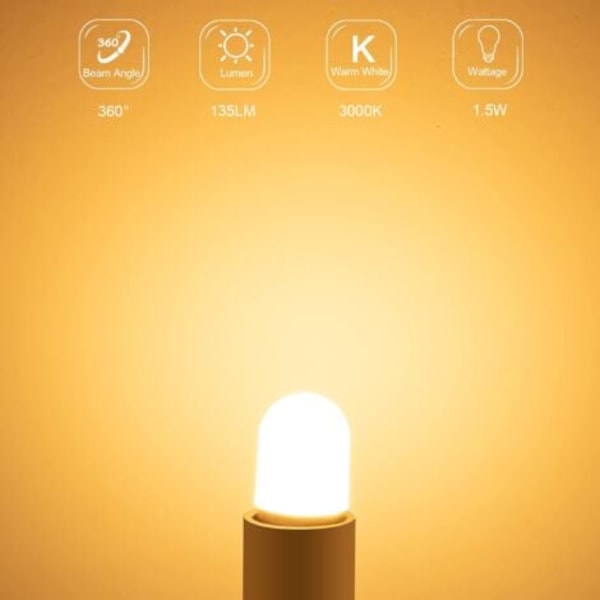 E14 LED Kylskåpslampa, 1.5W Motsvarande 15W, Varmvit 3000K, Kylskåpslampa, Saltlampa, Symaskin, Ej Dimbar, 2-pack/NC/