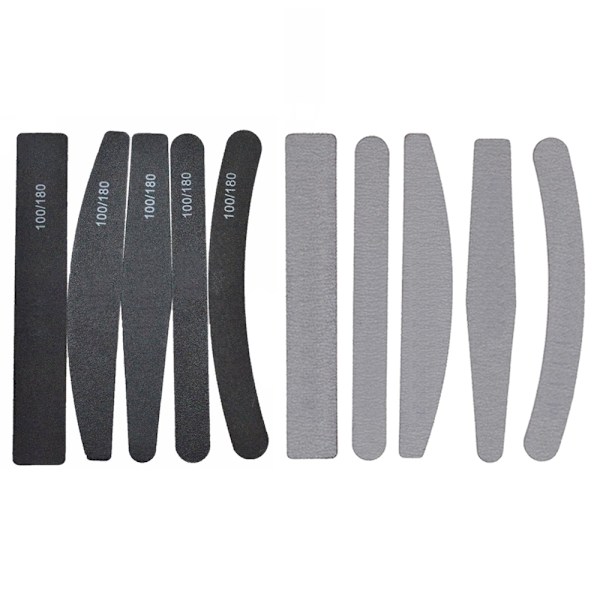 10 stk. neglefile dobbeltsidede - 100/180 Svart Black