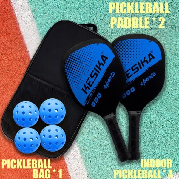 Pickleball-racketset i poppelträ, strandracketset, hålboll, 2 racketar, 4 bollar