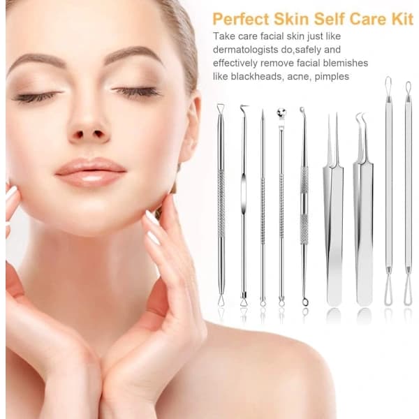 Blackhead Remover Kit med 10 dele i rustfrit stål