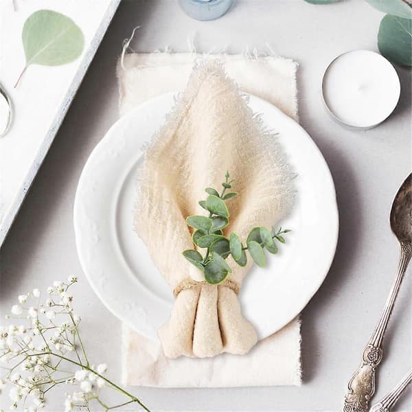|NN| Rustikke Eukalyptusbladringer Treperle Gårdshus Serviettringer Som Vist
