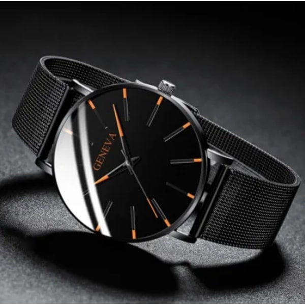 Genève Herrmode Ultra Tunna Klockor Enkla Herr Business Mesh Bälte Quartz Watch Man Armbandsur Klocka Relogio Masculino Typ 3