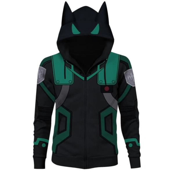 My Hero Academia Midoriya Izuku Deku Cosplay Kostume Jakke Voksen Unisex Hættetrøje Frakke Sweatshirts A M