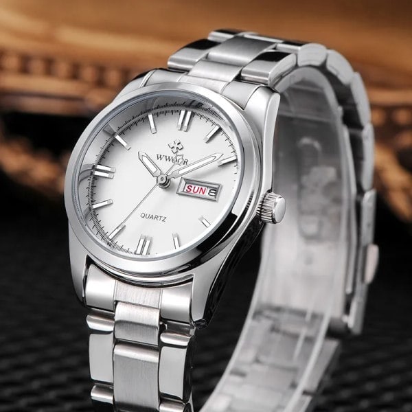 Damklocka 2023 WWOOR Mode Vattentät Kvarts Silver Klocka Automatisk Datumklänning Armbandsur Watch Mujer Silver Rosa