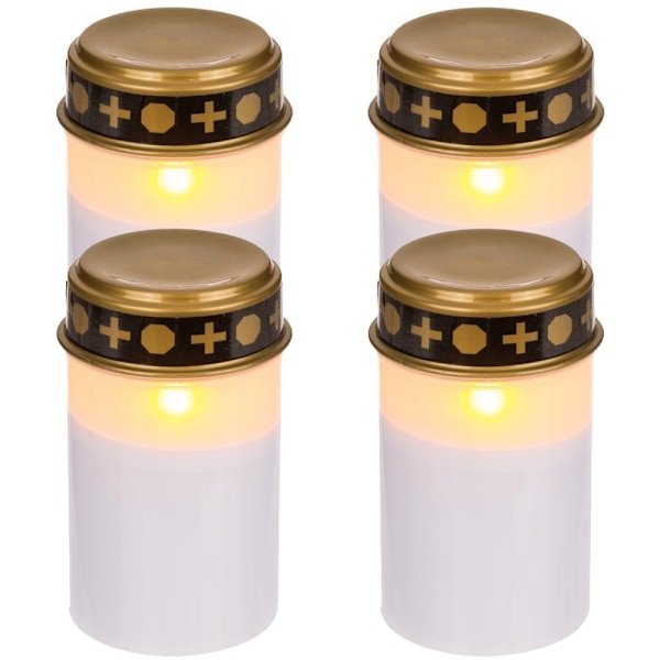 4-pk - Gravlys LED / Lys - Lys til Graver 1200 timer Hvit/NC/ 4-ck White