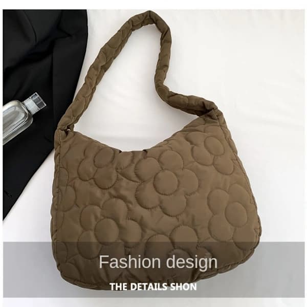 Puflet Skuldertaske BRUN Brun