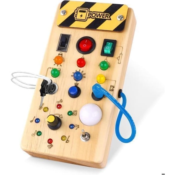 Busy Board Montessori - Trä - Med LED-brytare - Sensorisk utveckling - Pedagogisk leksak - 24 månader+_NN