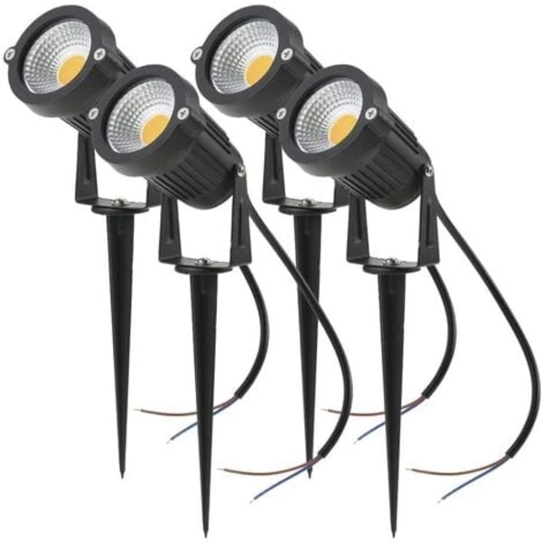 4 COB LED -kohdevalon sarja 5W 220V Säädettävät puutarhavalaisimet piikillä ulkokäyttöön puutarhaterassivalaistukseen (lämmin valkoinen)/NC/