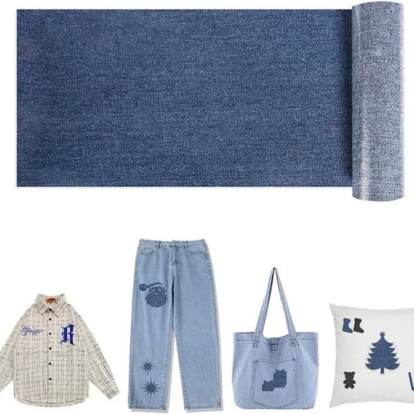 5 denimtilkkurullaa - 5 eri väriä - 8cm x 51cm per rulla