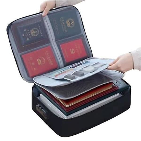 Fireproof Document Bag with Lock - Portable Security Box, Home, Office, Travel, Waterproof