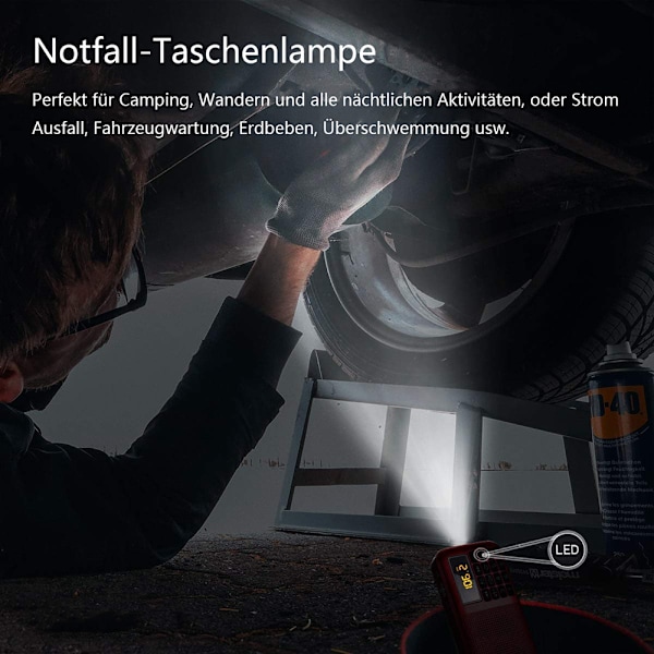 FM VHF-radio liten, bärbar radio, väckarklocka, batteridriven radio med 3000 mAh uppladdningsbart batteri, USB/SD/TF/AUX-spelare, digital radio med