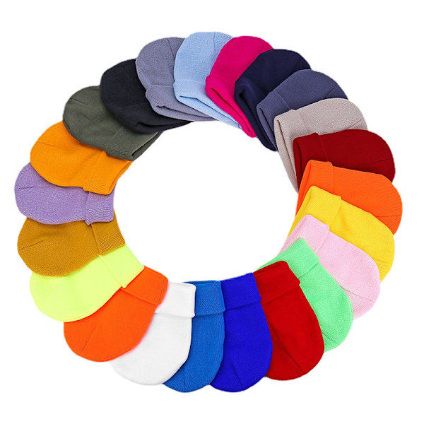 /NN/Vinterstrikket lue for gutter jenter kvinner menn unisex varm utendørs høst heklet barnelue ensfarget babylue rose