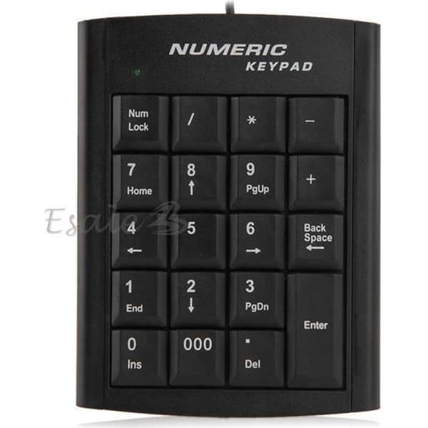 Numerisk USB-tastatur Kalkulator Siffernummer 19 taster Bærbar PC_NN