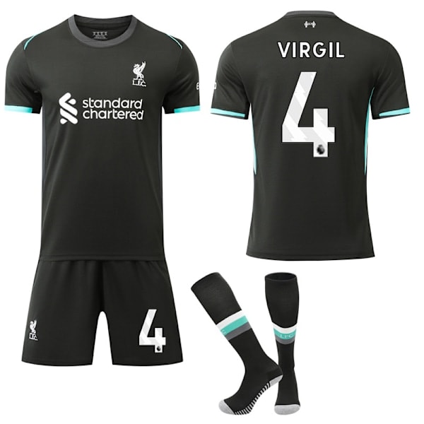 Liverpool Borta Barn & Vuxen Fotbollströja Set 2024-2025 Nr 4 Virgil 24