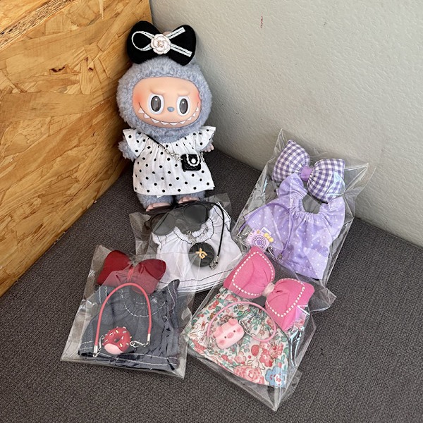 /NC/17CM Labubu Nuken Vaatteet Asusteet Klassinen Mekkosetti V2 Mini Söpöille Nukeille Vaatteet Tyttö Lapsi Lahja Labubu Ropa One Size Colorful-1