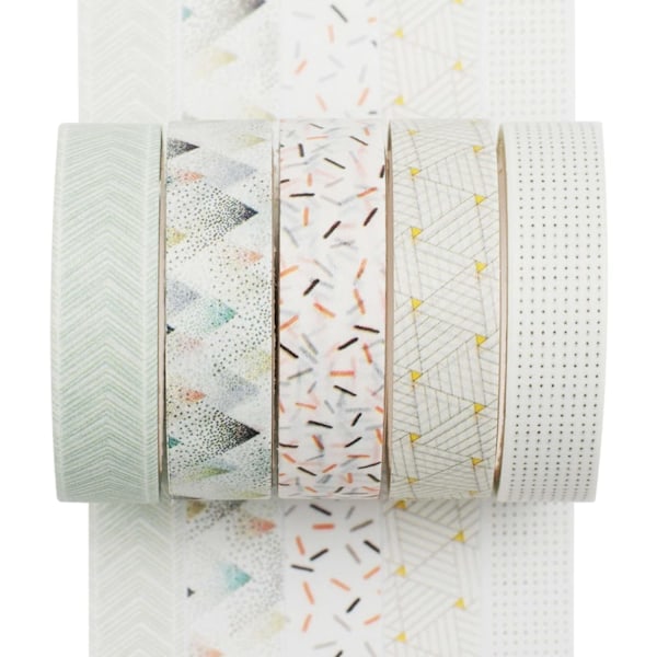 [NT]5 Ruller Washi Tape Sett Kreative Grunnleggende Smale Dekorative Teiper for Kunst, DIY Håndverk, Bullet Journals, Planleggere