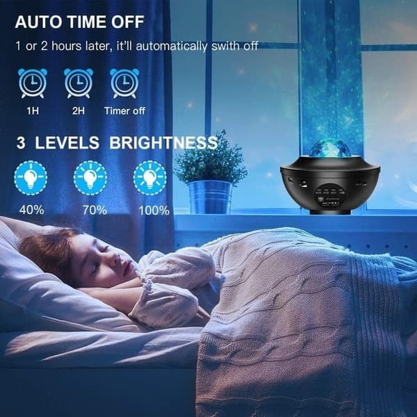 Stjernehimmel Projektor - LED Galaxy Projektor Stjerne Lampe - Sort - Timer og fjernbetjening, soveværelses- og loftprojektor_NN