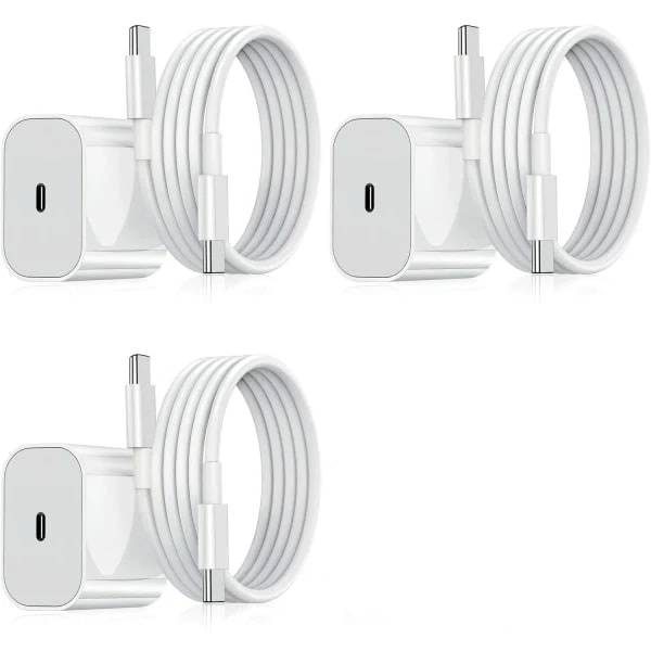 Lader for Samsung - Hurtiglader - Adapter + Kabel 20W USB-C Hvit 3-Pakning Samsung（NT） 3-Pack Samsung