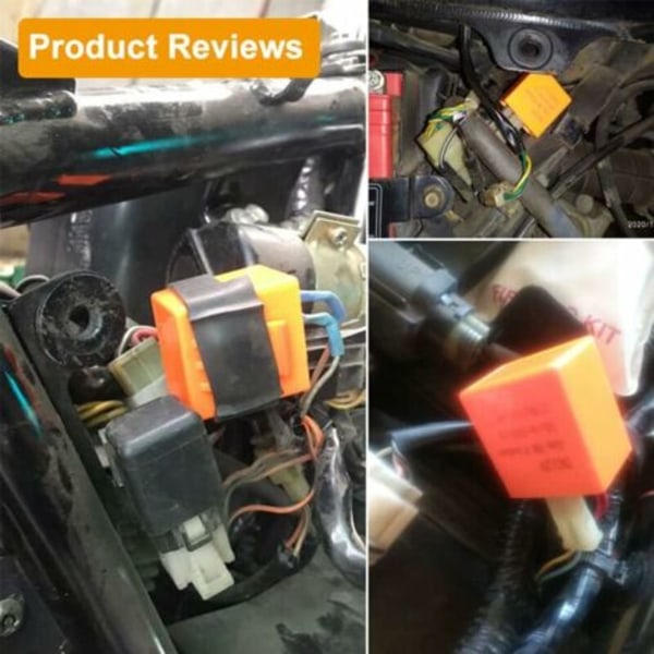 AlwaysH 2 Stycken 12V 2-Pin Blinkrelä Orange Justerbart Indikatorrelä Centralt Blinkrelä för Motorcykel Scooter Blinkersrelä LED/NC/