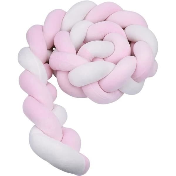 {NT}3M Sängorm Kuddfläta Sammet Mjuk Soffkant 100% Handgjord (Rosa + Vit)