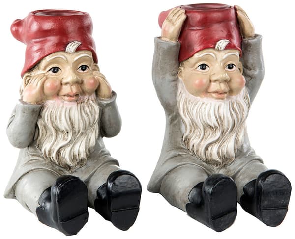 |NN| Tomte Lysestage Grå/Rød Tomte - med hand på kind