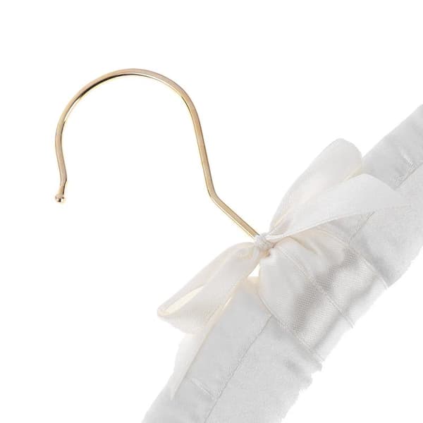5x Polstrede Bøjler - Satinmateriale Vit white