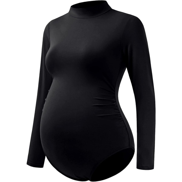Gravidskjorta Mock Neck Långärmad Bodysuit för gravidfotografering One Size.