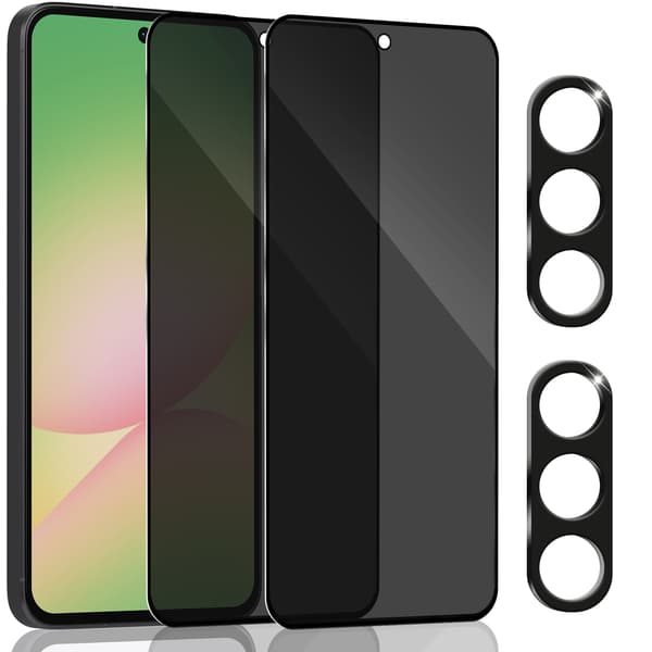 2-Pack Samsung A56 Privacy Screen Protector & 2-Pack Lens Protector - Tempered Glass 9H - Super Quality 3D