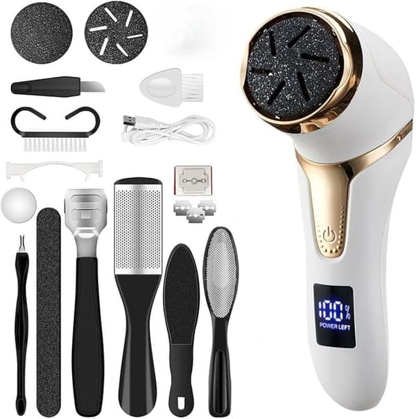 Electric Foot File 10-Piece Set - USB Rechargeable & Waterproof