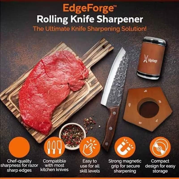 Rolling Knife Sharpener with Magnetic Angle 12–22°, Diamond and Ceramic Sharpening